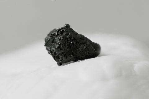 Rare Victorian Vulcanite Cherub Ring