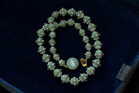 Rare Georgian Wedgwood Green Beads Necklace