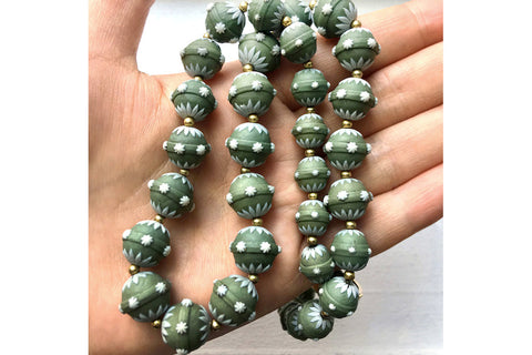 Rare Georgian Wedgwood Green Beads Necklace
