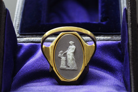 Rare Georgian Wedgwood Swivel Ring