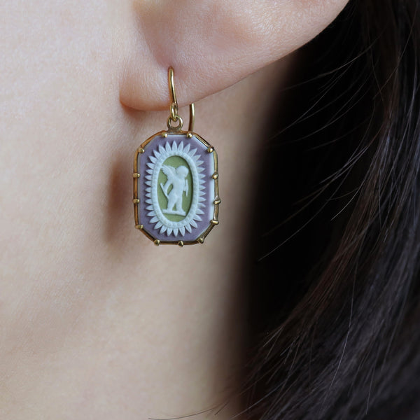Rare Wedgwood Cherub Cameo Earrings