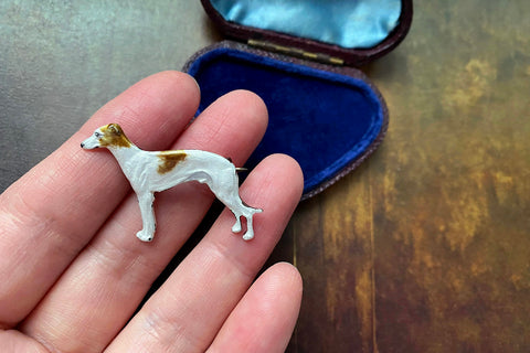 Enamel Greyhound Dog Brooch