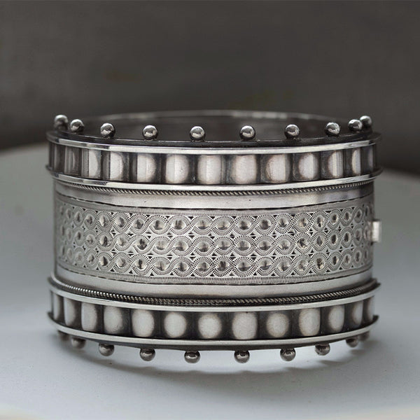 Victorian Extra Wide Sterling Silver Bangle