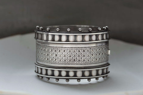 Victorian Extra Wide Sterling Silver Bangle
