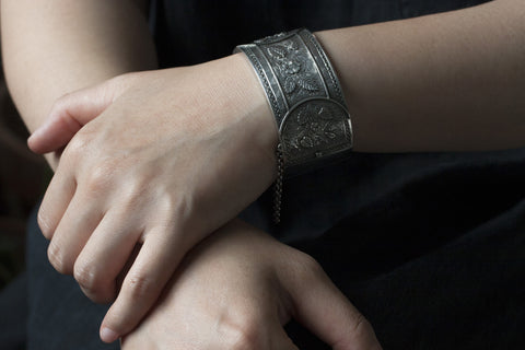Victorian Wide Sterling Bangle